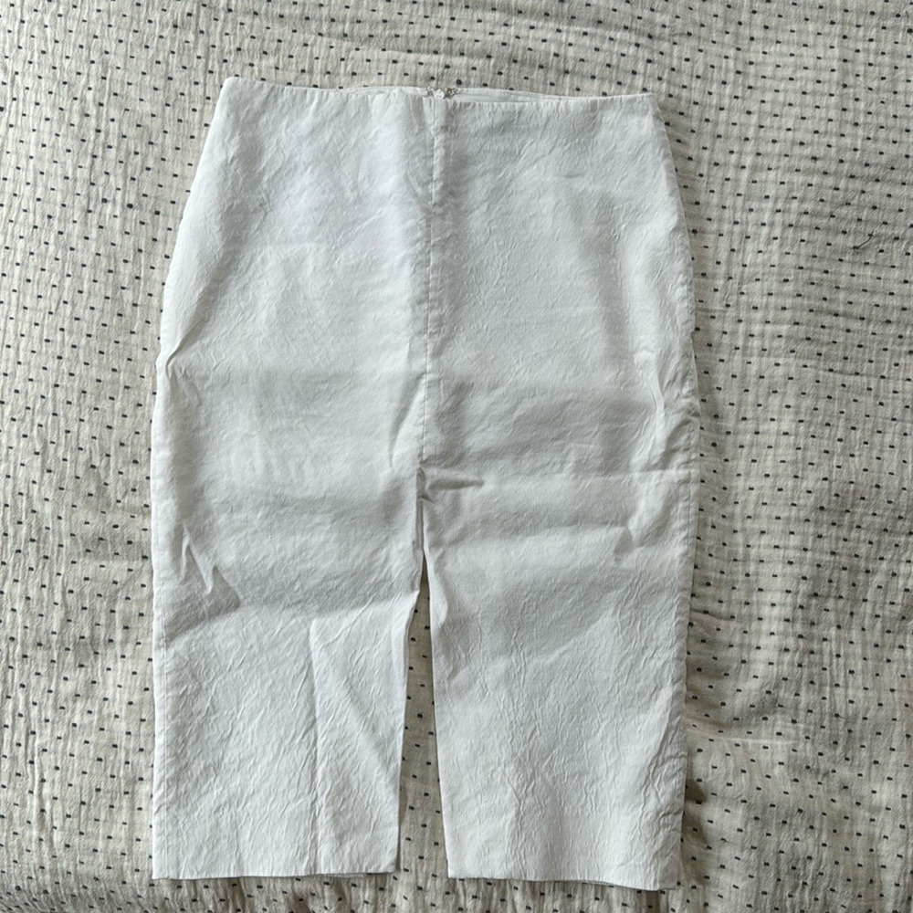 Linen midi skirt with front slit
